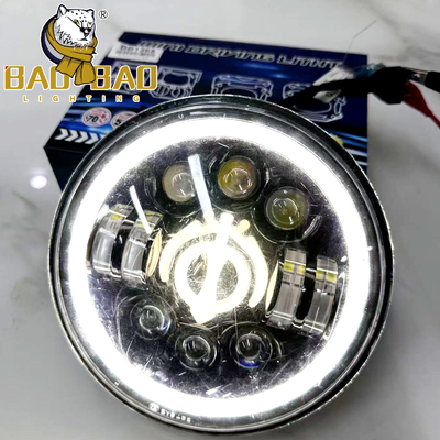 چراغ جلوی LED موتورسیکلت 7 اینچی سفید زرد 12 ولت ضد آب IP67